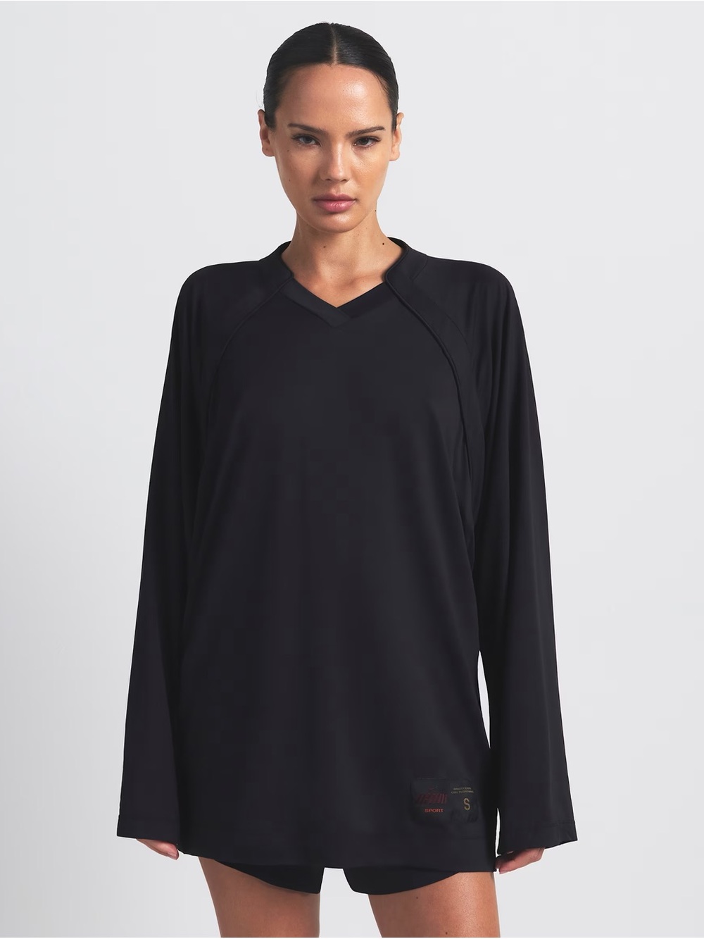 NikeSKIMS Airy Oversized V-Neck Long-Sleeve Top